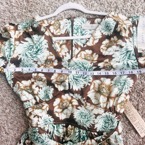 Happy X Nature NWT Sustainable Bohemian Floral Silky Puffy Sleeves SunDress S - Picture 9 of 10